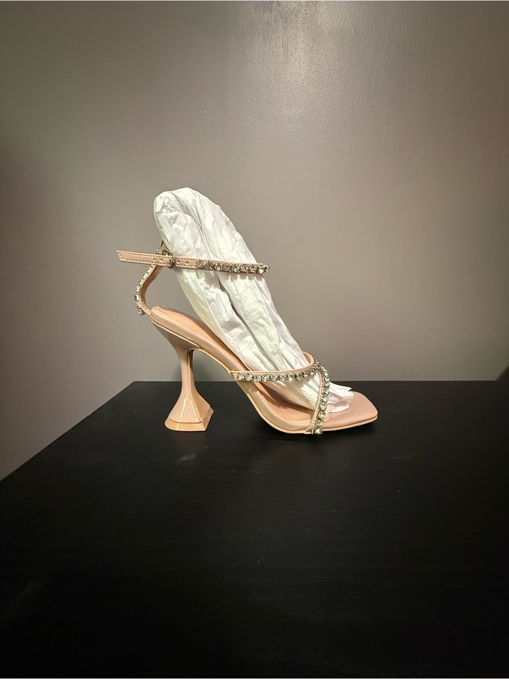 Embellished Nude Strappy High Heel Sandal